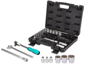 Jogo de Soquete Estriado de 8 a 32mm de 1/2 Polegadas com 24 Peças STELS Jogo de Soquete Estriado de 8 a 32mm de 1/2 Polegadas com 24 Peças STELS