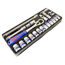 Jogo De Soquete Estriado Encaixe de 1/2" Com 22 Peças King Tony - ST9-4022MR