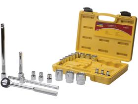 Jogo de soquete estriados 1/2 com 22 peças de 8 a 32mm tramontina 43600/022