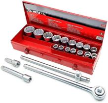 Jogo de soquete estriados 3/4 pol de 19 à 50 mm kit com 20 peças 135369 mtx Jogo de soquete estriados 3/4 pol de 19 à 50 mm kit com 20 peças 135369 mtx