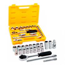 Jogo de soquete sextavado 10 a 32 mm encaixe 1/2" com 22 peças - 08533