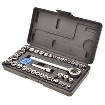 Jogo de Soquete Sextavado com 40 Peças 1/4 e 3/8 Titanium