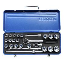 Jogo de Soquete Sextavado de 10 à 32 MM e Acessórios Encaixe de 1/2" com 25 Peças - Gedore 015503
