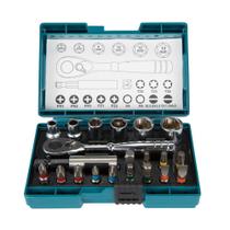 Jogo de Soquete Sextavado e Bits Encaixe 1/4" 5-13mm 21 Peças Makita B-54081 Jogo de Soquete Sextavado e Bits Encaixe 1/4" 5-13mm 21 Peças Makita B-54081