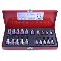 Jogo de Soquete Torx Encaixe de 1/2" e 3/8" 20 Peças King Tony - 7120PR Jogo de Soquete Torx Encaixe de 1/2" e 3/8" 20 Peças King Tony - 7120PR