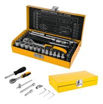 Jogo De Soquete Vonder 1/4 Com 33 peças Chave catraca torque Sextavado 4mm a 13mm Jogo De Soquete Vonder 1/4 Com 33 peças Chave catraca torque Sextavado 4mm a 13mm