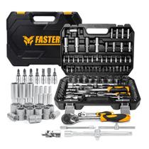 Jogo De Soquetes 1/2 e 1/4 Com 94 Peças FST002 Fasterr