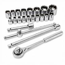 Jogo de Soquetes 1/2 para Oficina com 22 Peças Catraca e Soquetes 8 a 32 mm Jogo de Soquetes 1/2 para Oficina com 22 Peças Catraca e Soquetes 8 a 32 mm