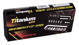 Jogo De Soquetes 24 Peças Cromo Vanádio Completo Titanium Jogo De Soquetes 24 Peças Cromo Vanádio Completo Titanium