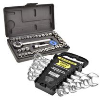 Jogo De Soquetes 40 Peças + Jogo Chaves Combinada 06 Peças 8 à 17mm Fertak Jogo De Soquetes 40 Peças + Jogo Chaves Combinada 06 Peças 8 à 17mm Fertak