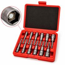 Jogo De Soquetes Bits Sextavado Imantado 12 Pcs Profissional Milimetro Polegada 1 4 Pol Parafusadeira Furadeira Maleta Crv