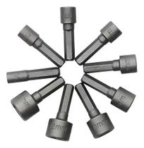 Jogo de Soquetes Canhão 9 Peças 5 a 13mm Aço Carbono Encaixe 1/4"
