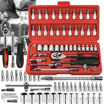 Jogo de Soquetes Completo Com Catraca Reversível E Acessórios Manutenção Uso Doméstico Oficinas