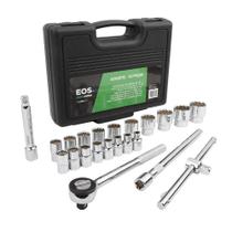 Jogo De Soquetes Crv Titanium 22 Peças Com Maleta EKF02 - EOS Jogo De Soquetes Crv Titanium 22 Peças Com Maleta EKF02 - EOS