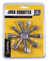 Jogo de Soquetes de Aço 9 peças C45 5 ao 13M - FMA179