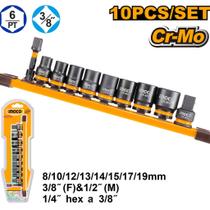 Jogo de Soquetes de Impacto Encaixe 3/8Pol com 10 Peças NGCO