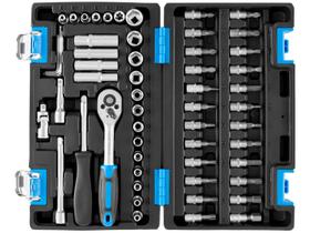 Jogo de Soquetes e Acessórios 1/4” 57 Peças - com Maleta Nell Jogo de Soquetes e Acessórios 1/4” 57 Peças - com Maleta Nell
