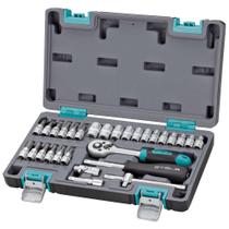Jogo de Soquetes e Acessórios 1/4 Pol. 29 Peças com Maleta Stels Jogo de Soquetes e Acessórios 1/4 Pol. 29 Peças com Maleta Stels