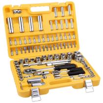 Jogo de Soquetes e Acessórios Encaixe de 1/2 e 1/4 Pol. com