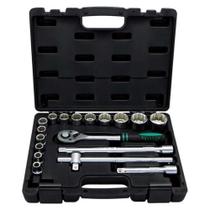 Jogo de Soquetes e catraca 1/2 POL de 10 à 32 MM Aço CR-V c/ 18 Peças Estriado STELS Jogo de Soquetes e catraca 1/2 POL de 10 à 32 MM Aço CR-V c/ 18 Peças Estriado STELS