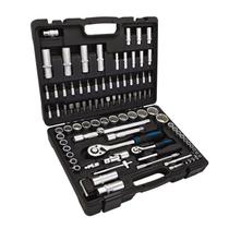 Jogo de Soquetes e catraca Encaixe 1/2 e 1/4 POL Aço CR-V c/ 94 Peças STELS