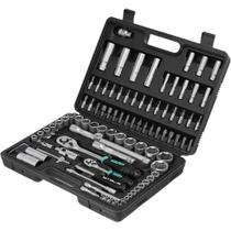 Jogo de Soquetes e Catraca Encaixe 1/2 e 1/4 POL Aço CR-V Kit com 94 Peças STELS Jogo de Soquetes e Catraca Encaixe 1/2 e 1/4 POL Aço CR-V Kit com 94 Peças STELS