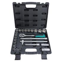 Jogo de Soquetes Encaixe 1/2" 24 Peças 08-32mm Estriado - 135769 - STELS