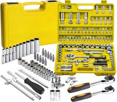 Jogo De Soquetes Encaixe Catraca 1/4 E 1/2 Pol. Com 94 Peças Cor Amarelo Jogo De Soquetes Encaixe Catraca 1/4 E 1/2 Pol. Com 94 Peças Cor Amarelo