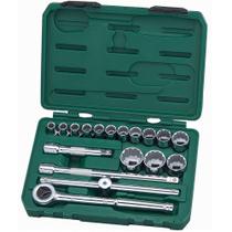 Jogo de Soquetes Estriado 1/2" - 10 a 32mm Sata 18 peças ST09203SJ Jogo de Soquetes Estriado 1/2" - 10 a 32mm Sata 18 peças ST09203SJ