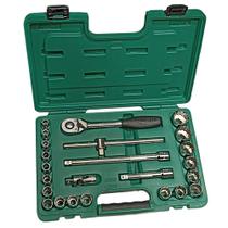 Jogo de Soquetes Estriado 1/2" 24 Peças (9 a 32mm) St09060sj - Sata