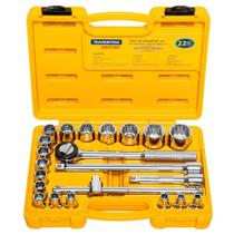 Jogo de Soquetes Estriado de 1/2 Polegadas com 22 Peças