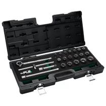 Jogo de Soquetes Estriado de Encaixe 1/2"" de 10 a 32mm CRV Com 23 Peças - 204406BJ - BELZER Jogo de Soquetes Estriado de Encaixe 1/2"" de 10 a 32mm CRV Com 23 Peças - 204406BJ - BELZER