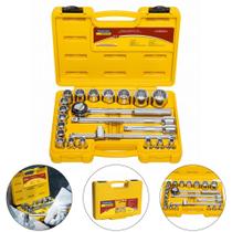 Jogo de soquetes estriado e acessórios 1/2" com 22 peças - tramontina