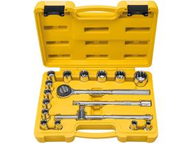 Jogo de Soquetes Estriados 1/2” 17 Peças Tramont