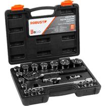 Jogo de Soquetes Estriados 1/2" 8mm a 32mm 20 Peças Robust