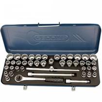 Jogo de Soquetes Estriados 1/2"" com 43 Peças - 015.560 - GEDORE