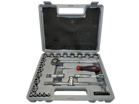 Jogo de Soquetes Estriados 1/2'' e 1/4'' e Acessórios - 31 Pçs Noll
