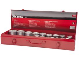 Jogo de Soquetes Estriados 3/4 Pol. com 20 Peças e Caixa Metálica MTX 135369 Jogo de Soquetes Estriados 3/4 Pol. com 20 Peças e Caixa Metálica MTX 135369