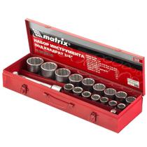 Jogo de Soquetes Estriados 3/4 Pol. com 20 Peças e Caixa Metálica MTX