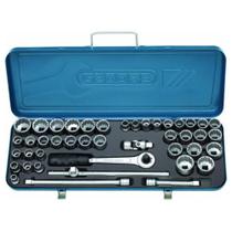 Jogo de Soquetes Estriados com 43 peças 10 à 32 MM - 3/8" à 1.1/4" Encaixe de 1/2" - Gedore 015559 Jogo de Soquetes Estriados com 43 peças 10 à 32 MM - 3/8" à 1.1/4" Encaixe de 1/2" - Gedore 015559