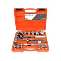 Jogo de soquetes estriados d26 1/2" 8 a 32mm e acessórios com 22 peças Jogo de soquetes estriados d26 1/2" 8 a 32mm e acessórios com 22 peças