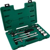 Jogo de Soquetes Estriados Encaixe 1/2", 10 mm a 32 mm, com 18 Peças, St09203sj, Sata OstenVonder