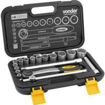 Jogo de soquetes estriados encaixe 1/2" 10 mm a 32 mm com 18 peças VONDER