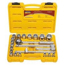 Jogo De Soquetes Estriados Encaixe 1/2 Tramontina Em Aço Cromo Vanádio E Maleta 22 Peças Jogo De Soquetes Estriados Encaixe 1/2 Tramontina Em Aço Cromo Vanádio E Maleta 22 Peças