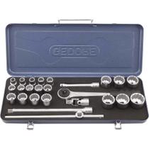 Jogo de Soquetes Estriados Unit Drive e Acessórios, Encaixe 1/2", 10 mm a 32 mm, com 25 Peças, D19kmu, Gedore OstenVonder Jogo de Soquetes Estriados Unit Drive e Acessórios, Encaixe 1/2", 10 mm a 32 mm, com 25 Peças, D19kmu, Gedore OstenVonder