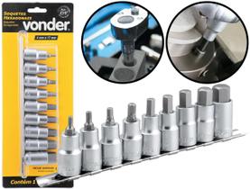 Jogo De Soquetes Hexagonais Aço Cromo 9 Unidades 1/2 Polegadas 4 A 17mm Vonder Profissional