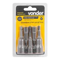 Jogo de Soquetes Magnéticos Para Parafusadeira Vonder 6mm a 13mm 5 Peças