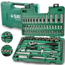 Jogo de Soquetes Sextavado 1/2" e 1/4" - 86 Peças Sata ST09013SJ