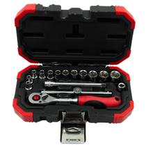 Jogo de Soquetes Sextavado 1/4 16 Peças 4 a 13mm Gedore Red