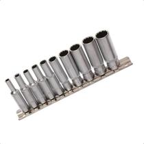 Jogo De Soquetes Sextavado Longo 10 Peças 4mm a 13mm 1/4 Pol Jogo De Soquetes Sextavado Longo 10 Peças 4mm a 13mm 1/4 Pol
